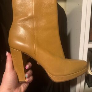 Elegant Tan Leather Ankle Boots
